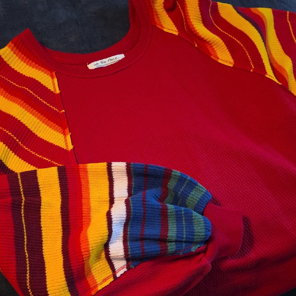 We The Free Multicolor Striped Crewneck Sweater